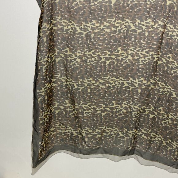 Brown Black Animal Print Rectangular Fashion Sheer Scarf Size 29 x 32 - Picture 3 of 5